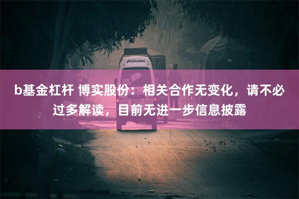 b基金杠杆 博实股份：相关合作无变化，请不必过多解读，目前无进一步信息披露