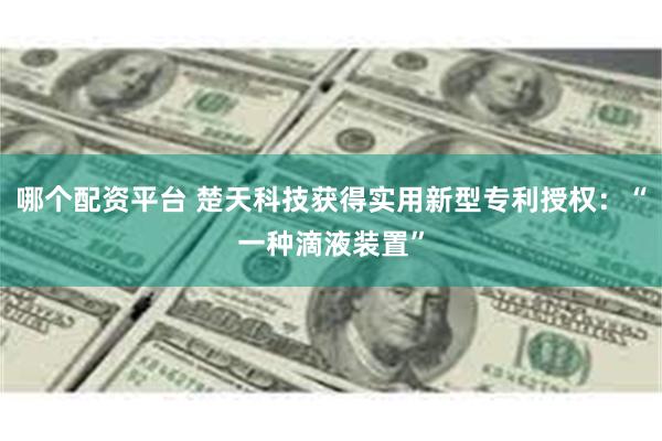 哪个配资平台 楚天科技获得实用新型专利授权：“一种滴液装置”